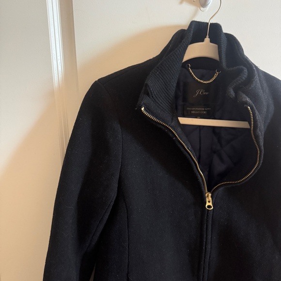✨j.crew italian stadium cloth coat - black✨ - Picture 2 of 3
